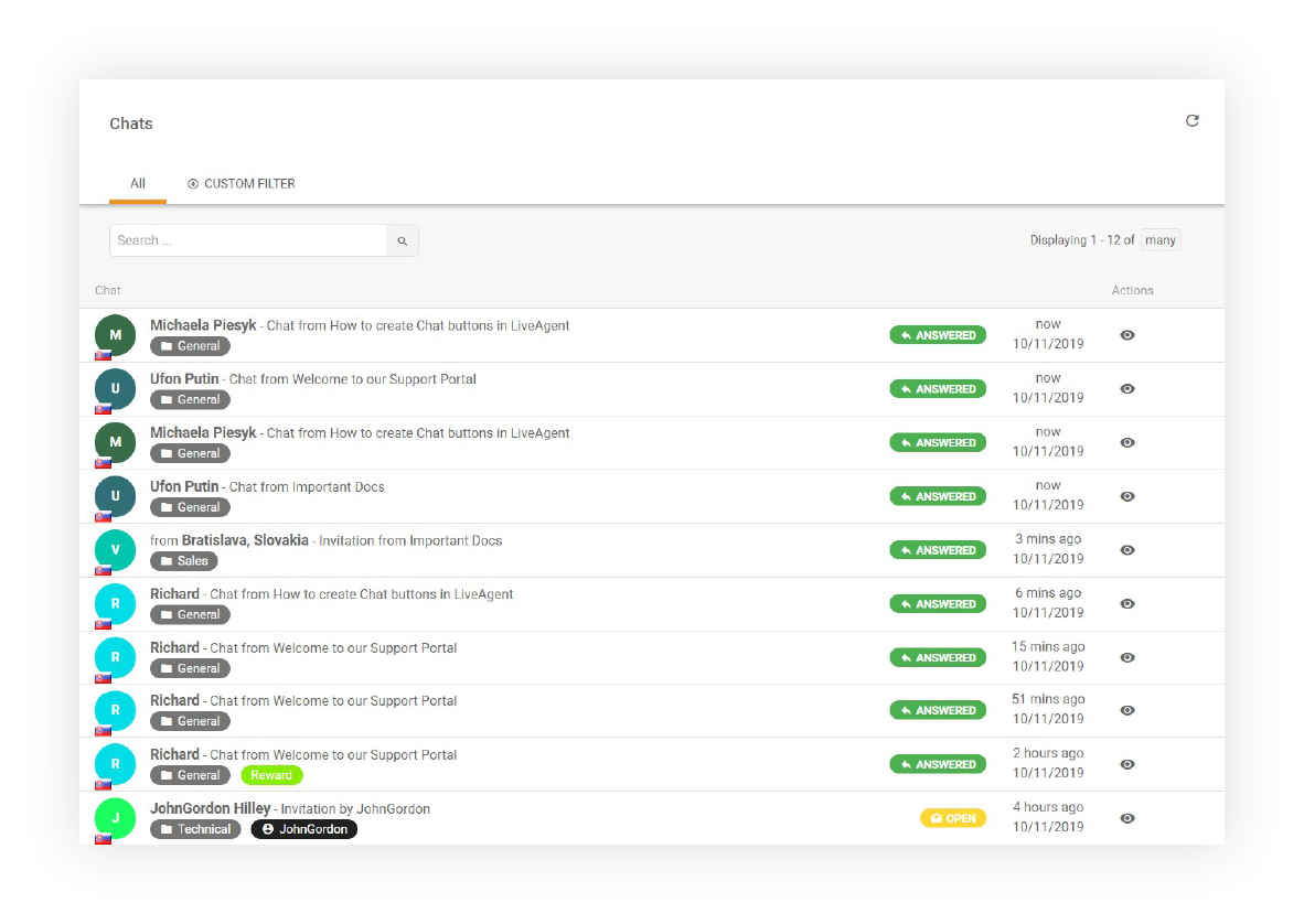 Chat history feature in LiveAgent