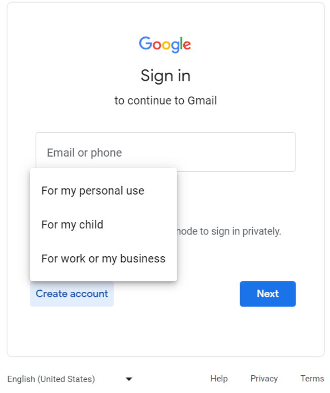 Gmail - vytvoření účtu pro práci nebo podnikání