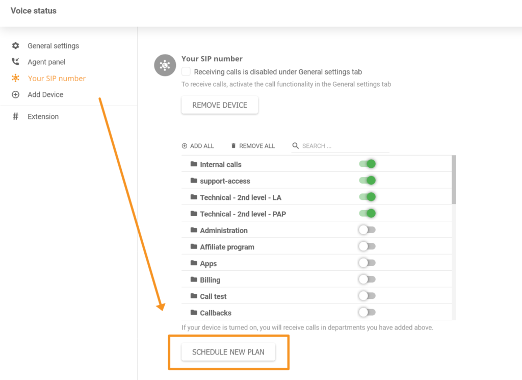 Obrázek ukazující, kde v aplikaci LiveAgent najdete novou funkci plánovače telefonních hovorů