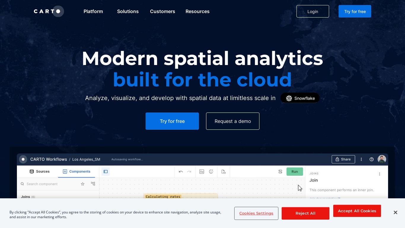 Cloud-native location intelligence platform for spatial analytics. Analyze, visualize, and develop apps with your spatial data at a limitless scale.