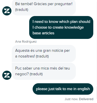 Chatbotův problém s jazykem Zendesk Suite