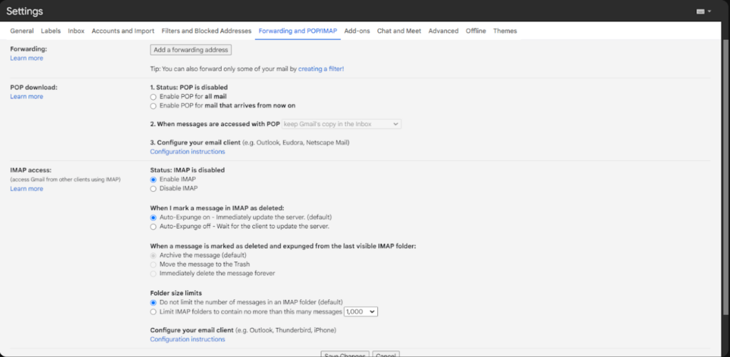 Gmail - přesměrování a karta POP/IMAP