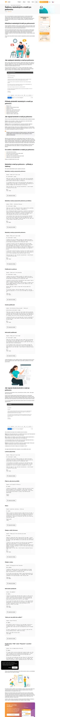 Jak proběhl váš pracovní pohovor? Skvěle! Co bude dál? Naučte se, jak zanechat dobrý dojem po pohovoru, pomocí našich šablon následných e-mailů po pohovoru.