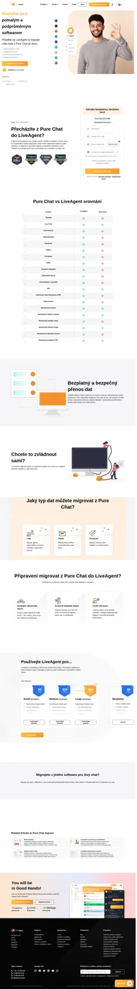 Přecházíte z Pure Chatu na LiveAgent? Naši agenti podpory a technický tým vám rádi pomohou rychle a bezpečně migrovat všechna vaše data. A to zcela zdarma. Kontaktujte nás ještě dnes a poraďte se s námi o migraci dat.