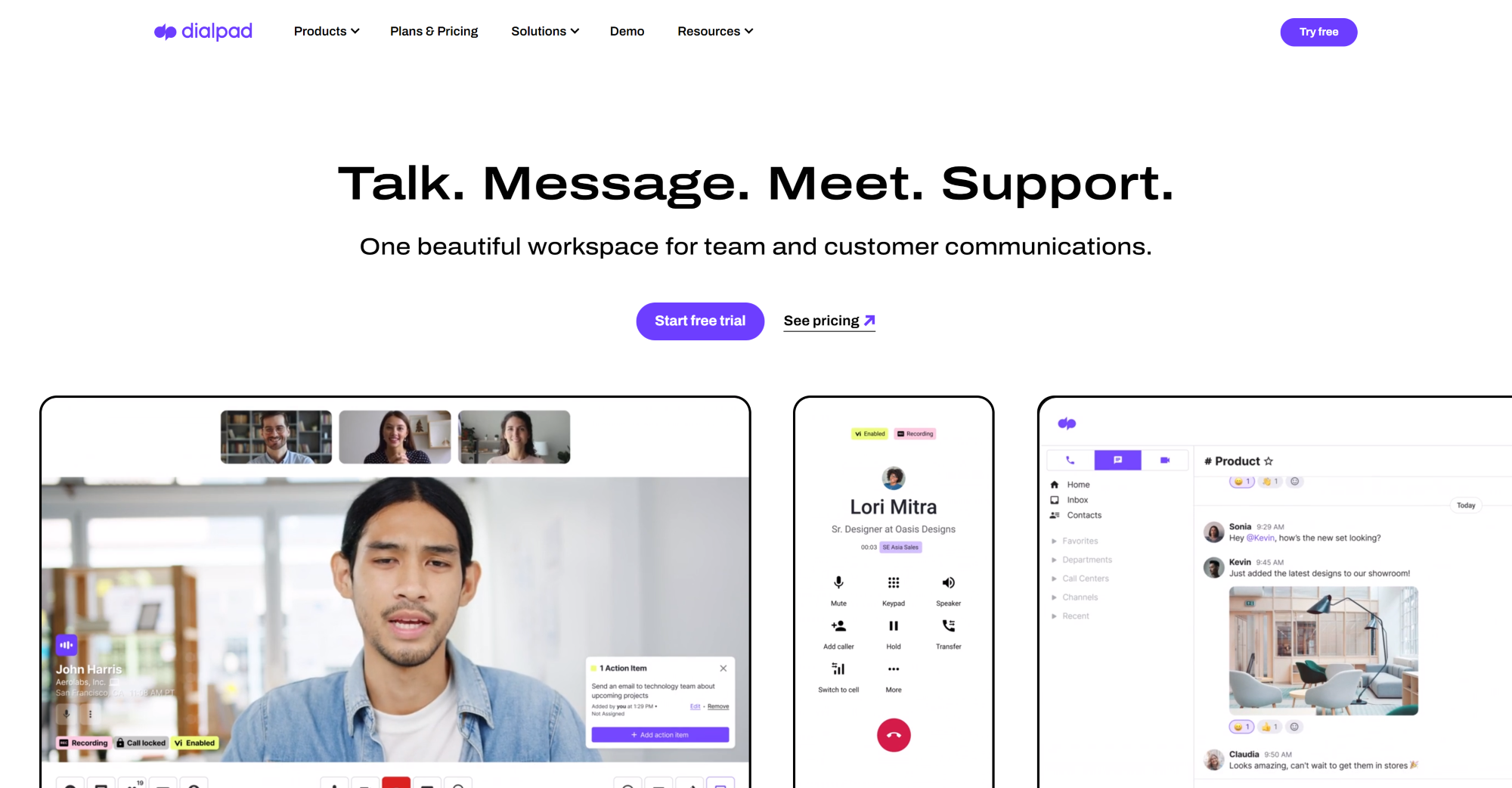 Dialpad AI Call Center software homepage