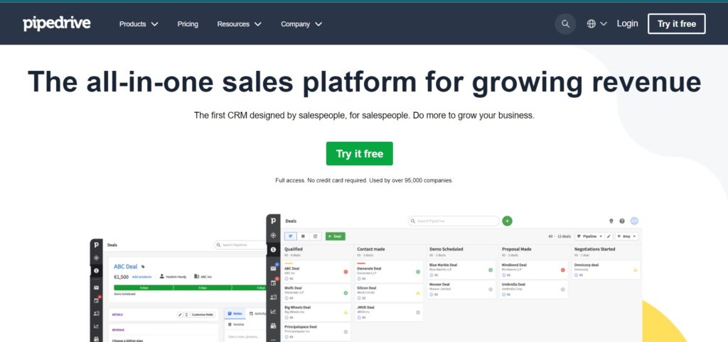 pipedrive-homepage Domovská stránka Pipedrive