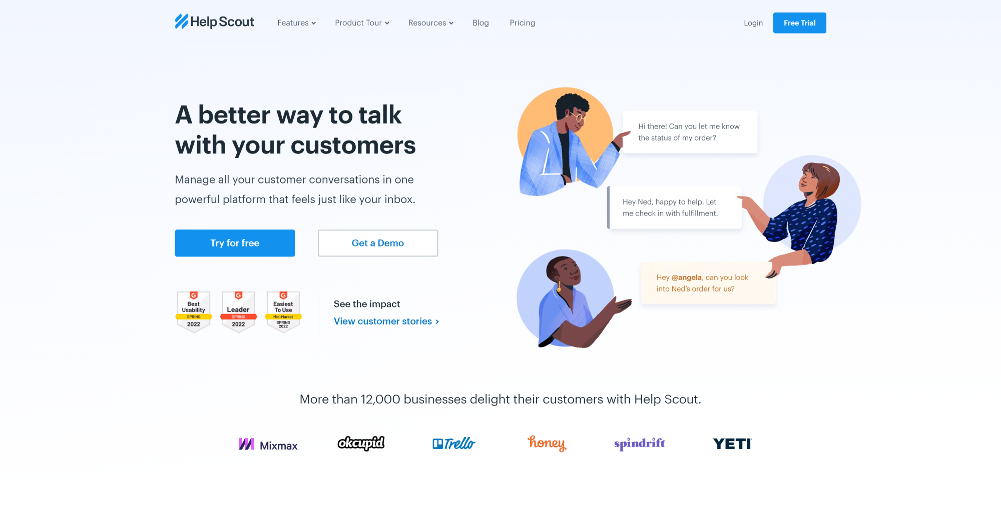 Úvodní stránka softwaru Help Scout helpdesk