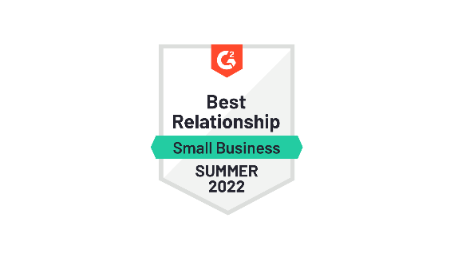 G2 badge for best relationship in small business summer 2022
