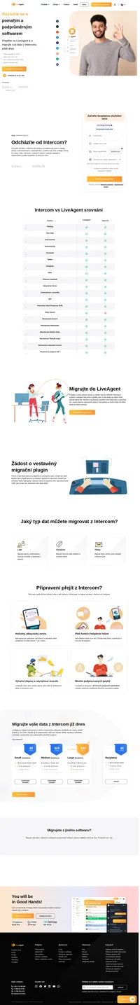 LiveAgent nabízí bezplatnou migraci Intercomu, kterou plně provede náš personál technické podpory. Přenos dat z Intercomu do LiveAgentu je rychlý.