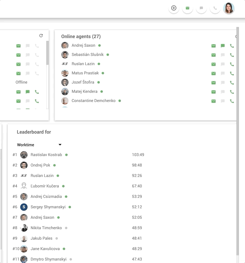 Funkce interního pracovního chatu v LiveAgentu - příklad