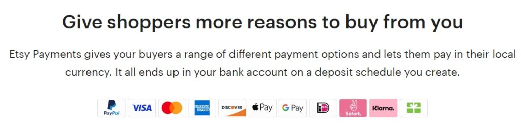Etsy payment methods