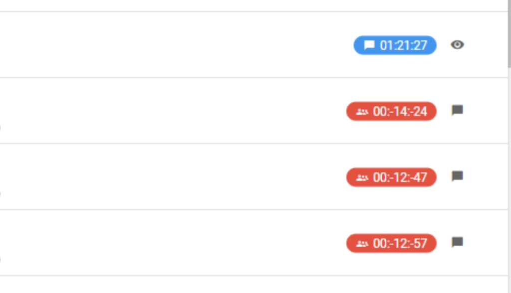 Obrázek zobrazující chybu se zápornými časovými hodnotami během chatových relací v předchozích verzích LiveAgent