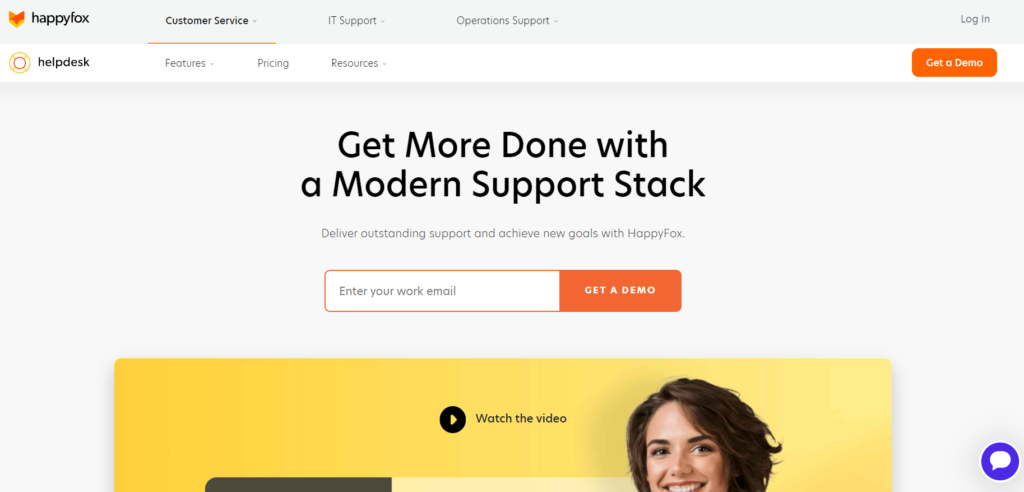 HappyFox domovská stránka