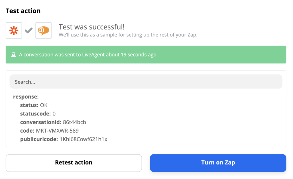 Příklad úspěšného testu LiveAgent a Gmail