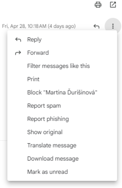 Gmail - možnosti příchozích e-mailů