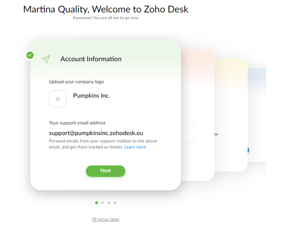 Zoho Desk - vytvoření účtu