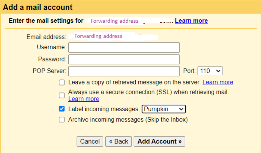 Gmail - nastavení pošty pro přesměrování adresy