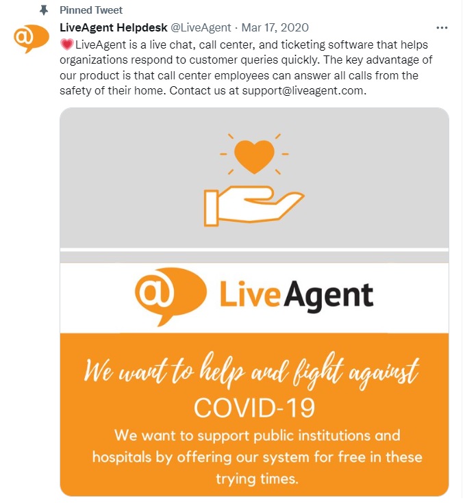 LiveAgent's pinned tweet