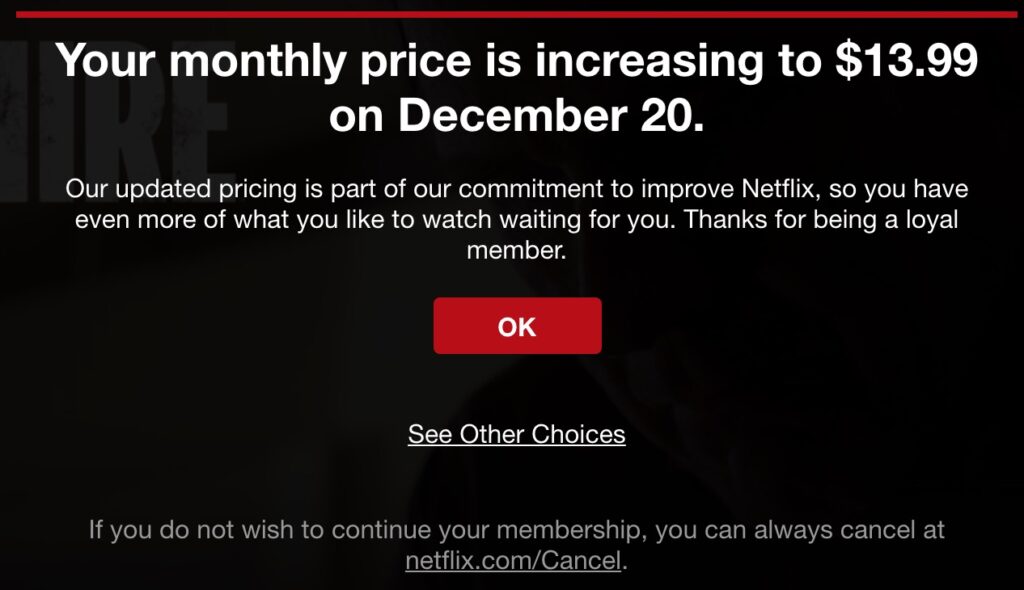 netflix šablony e-mailu o zvýšení ceny