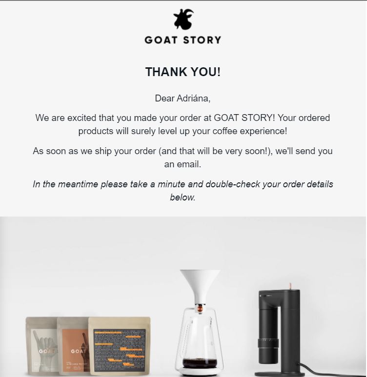 Děkovný e-mail od Goat Story